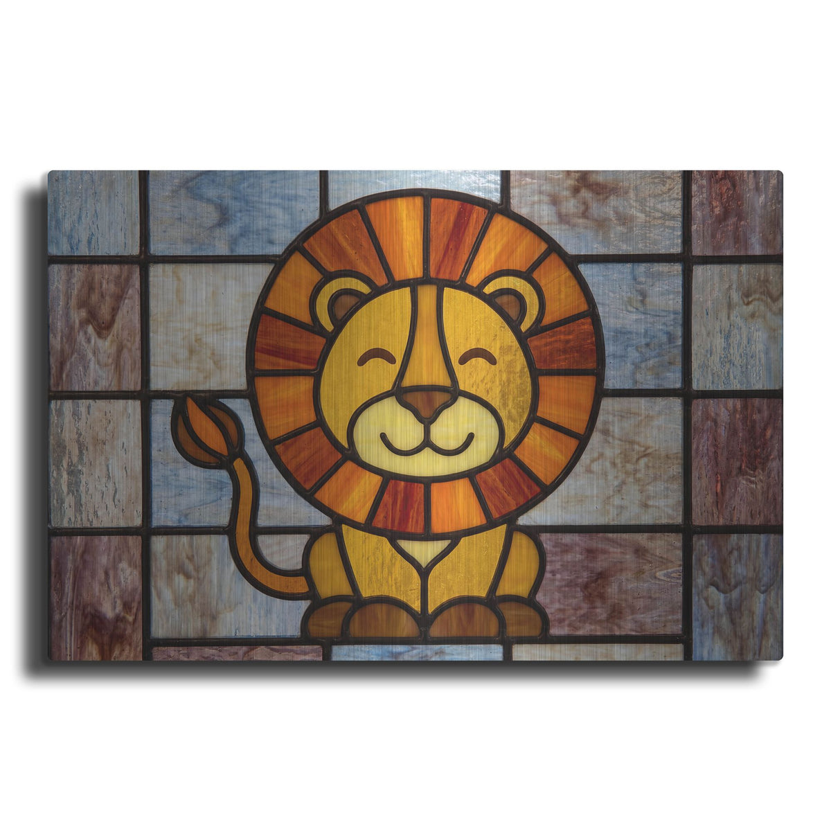 'Stained Glass Baby Lion' by Rich Monet Metal Wall Art