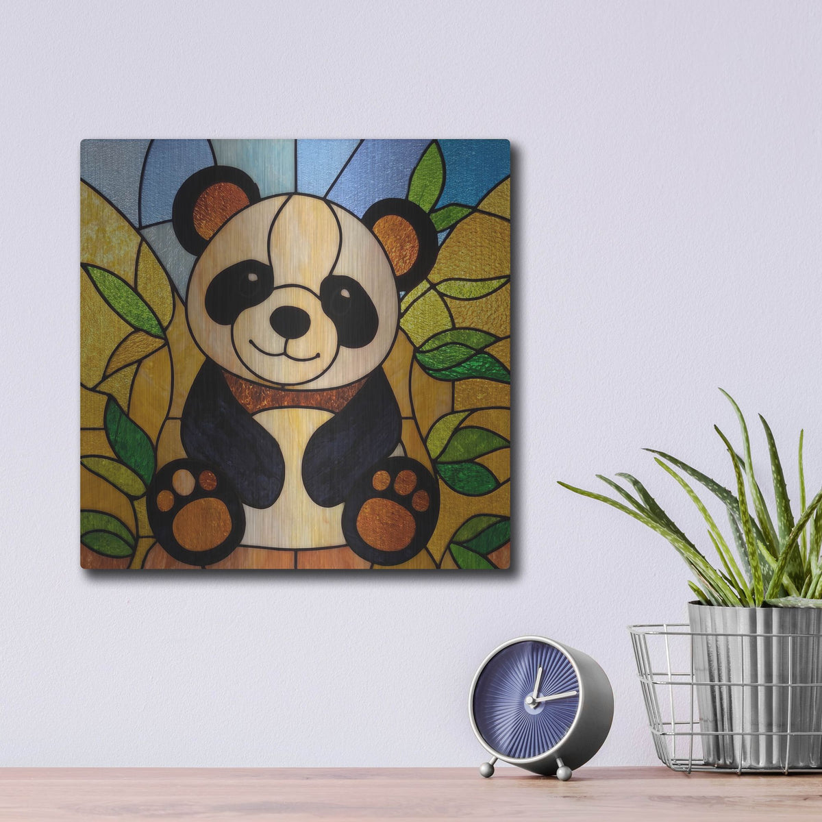 'Stained Glass Baby Panda' by Rich Monet Metal Wall Art