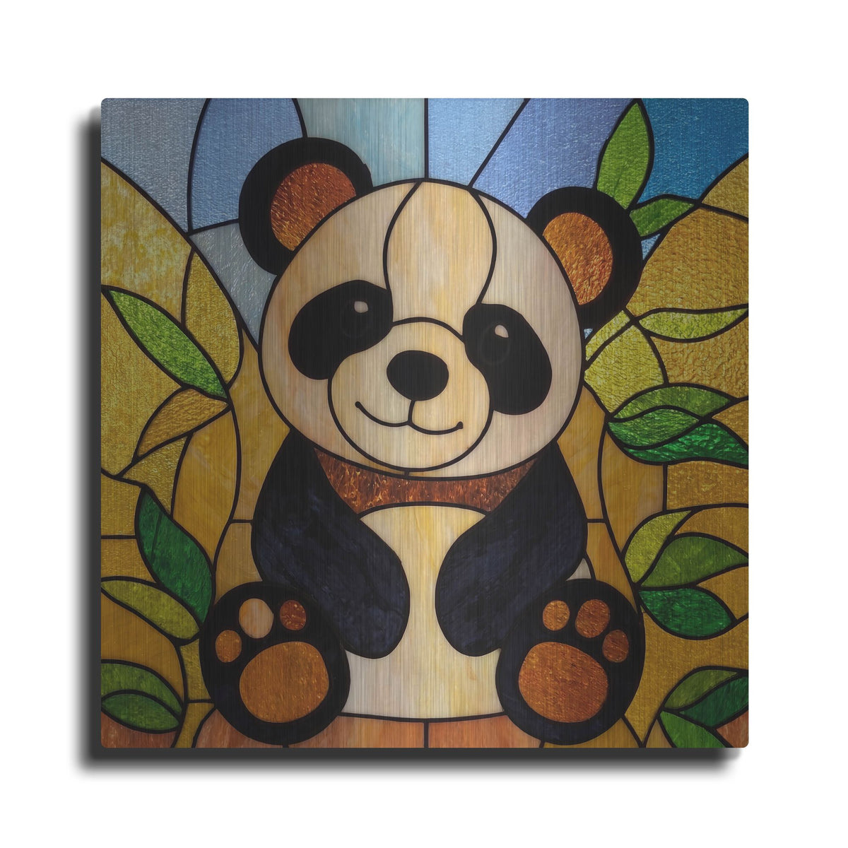 'Stained Glass Baby Panda' by Rich Monet Metal Wall Art