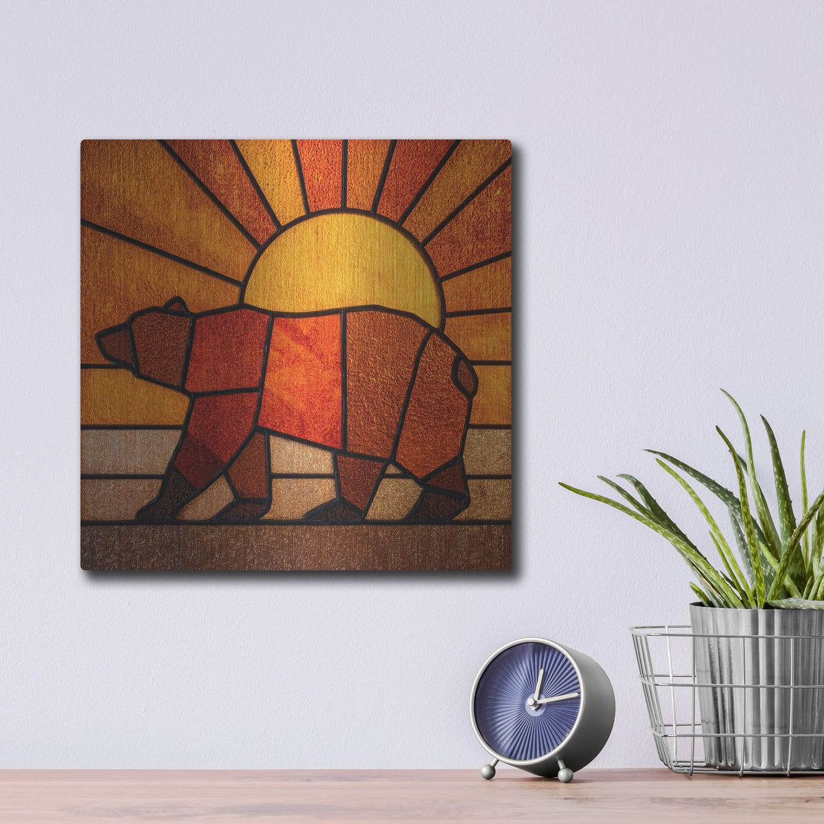 'Stained Glass California Republic' by Rich Monet Metal Wall Art