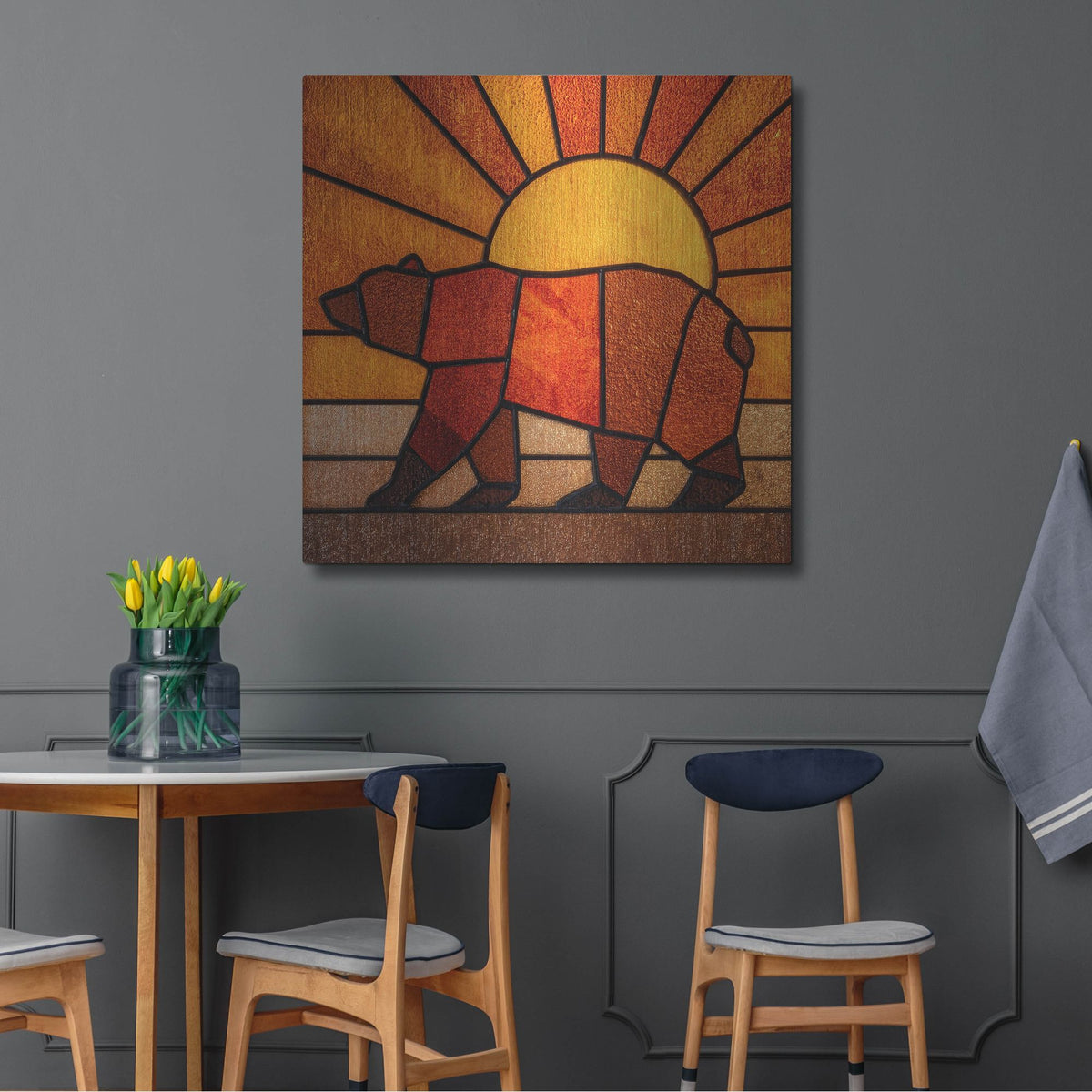 'Stained Glass California Republic' by Rich Monet Metal Wall Art