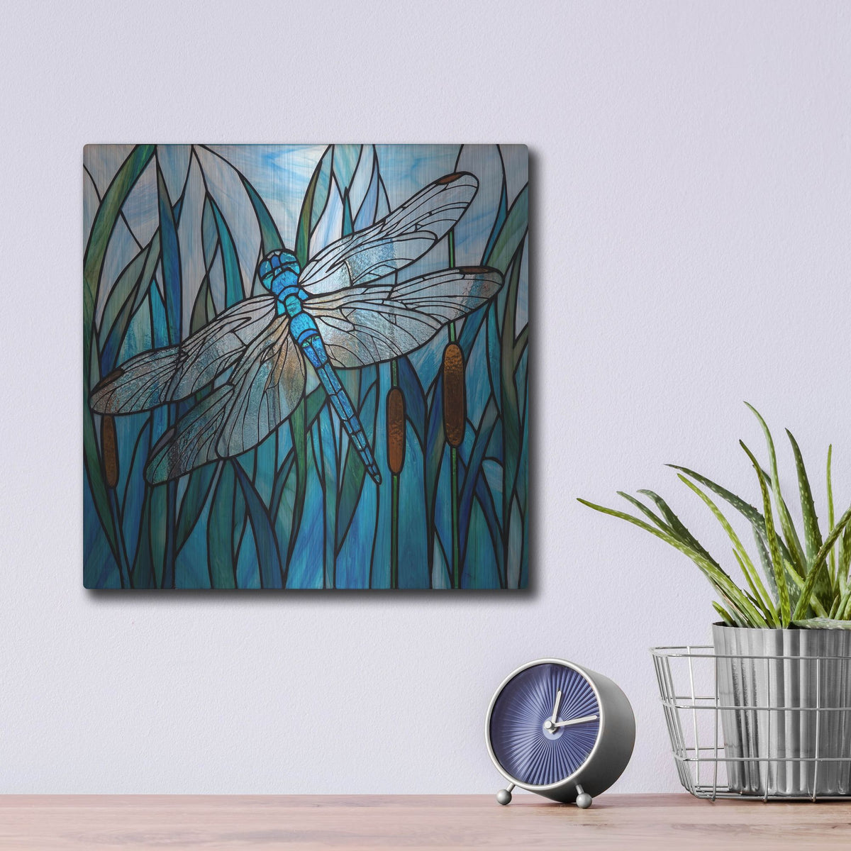 'Stained Glass Dragonfly' by Rich Monet Metal Wall Art