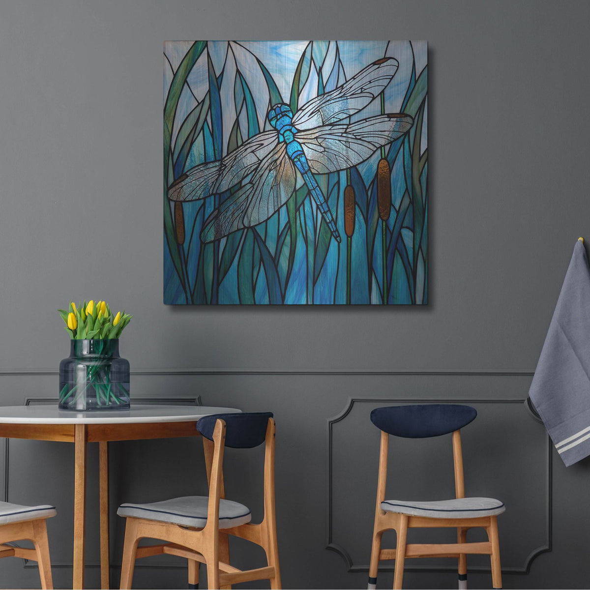 'Stained Glass Dragonfly' by Rich Monet Metal Wall Art