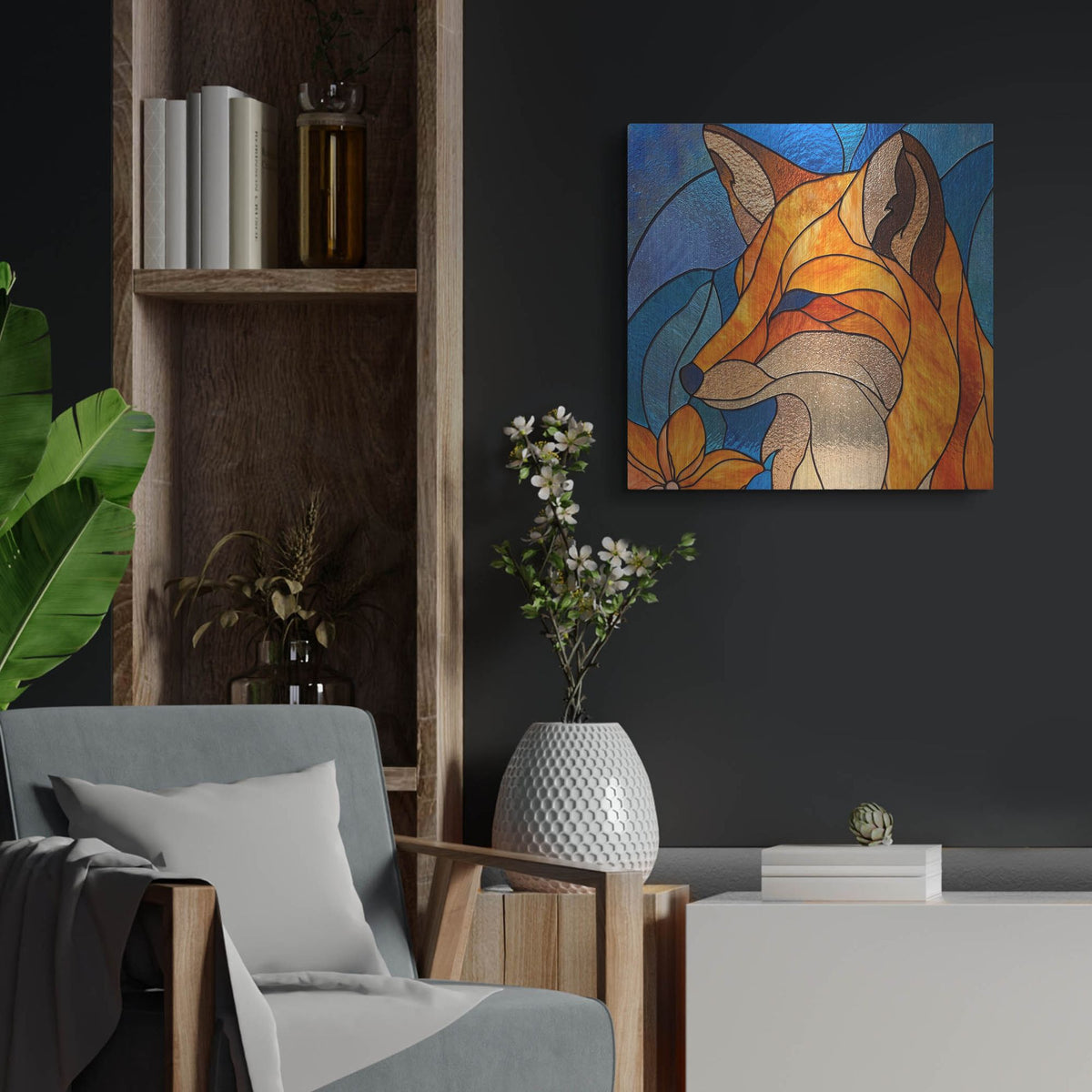 'Stained Glass Fox' by Rich Monet Metal Wall Art
