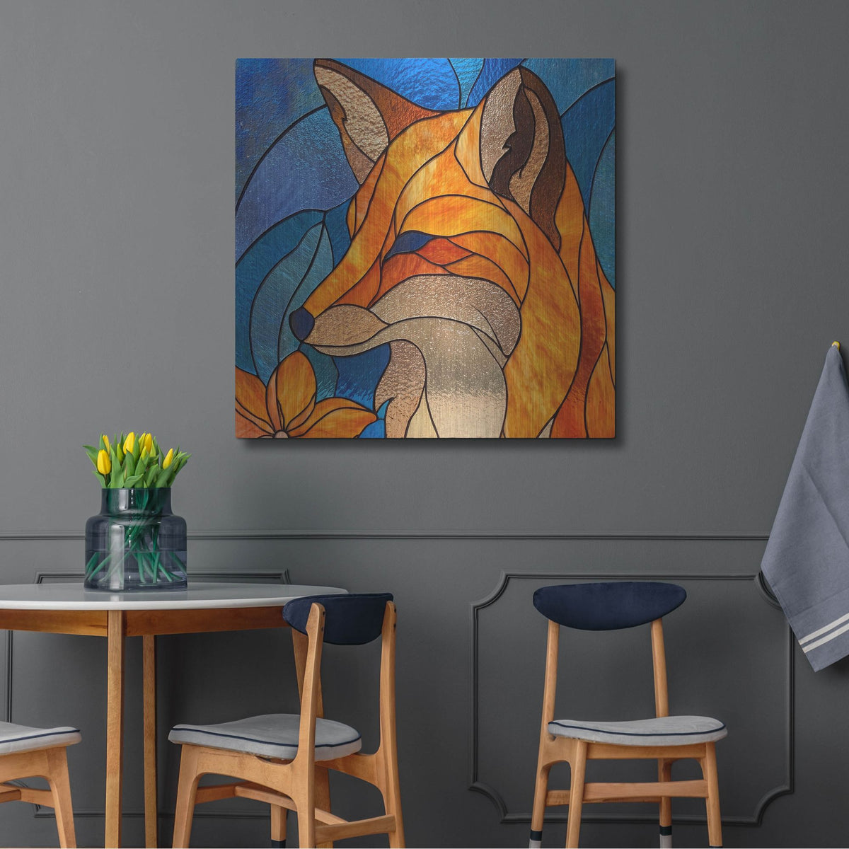 'Stained Glass Fox' by Rich Monet Metal Wall Art