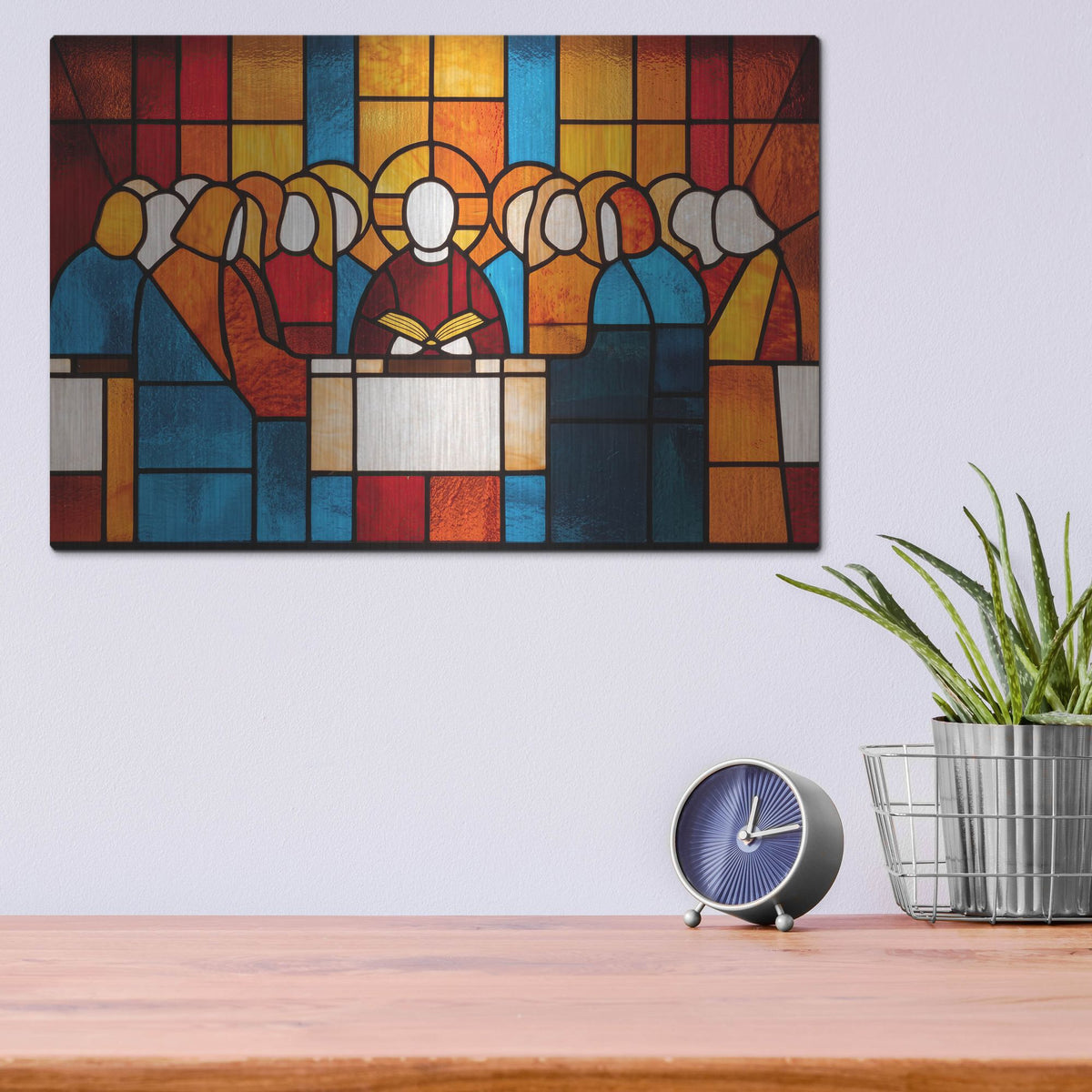 'Stained Glass Last Supper' by Rich Monet Metal Wall Art