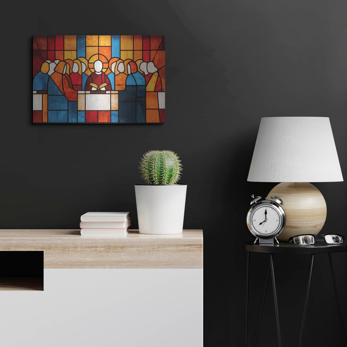 'Stained Glass Last Supper' by Rich Monet Metal Wall Art