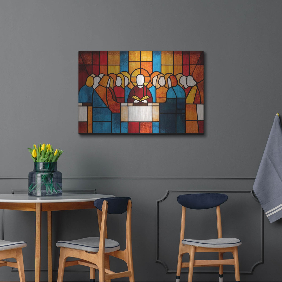 'Stained Glass Last Supper' by Rich Monet Metal Wall Art