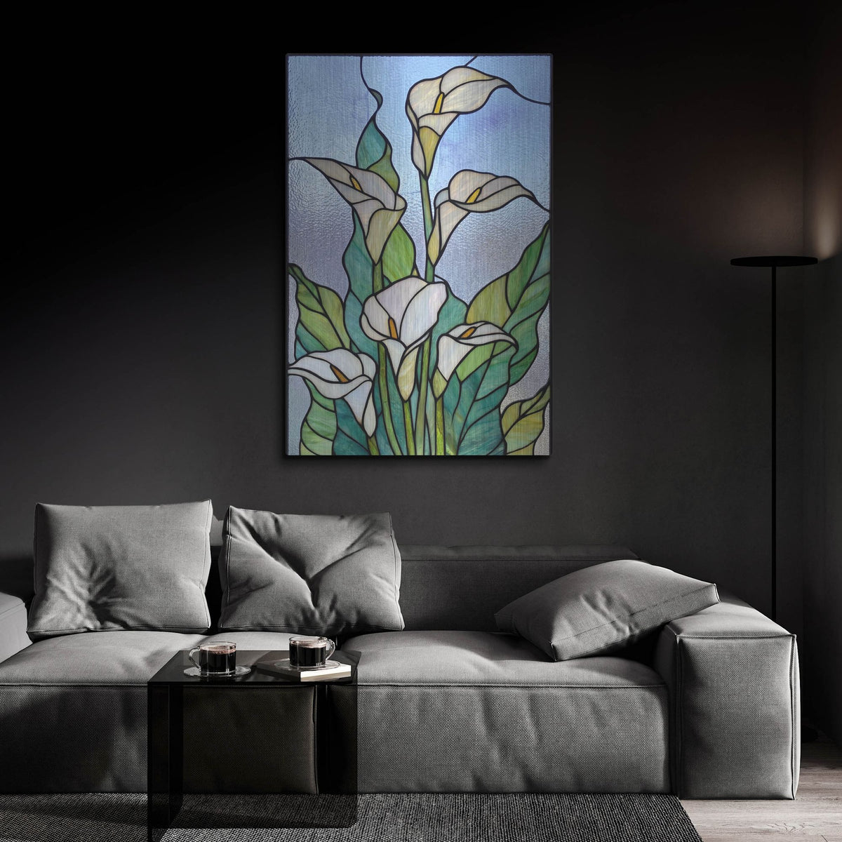 'Stained Glass Lilies' by Rich Monet Metal Wall Art