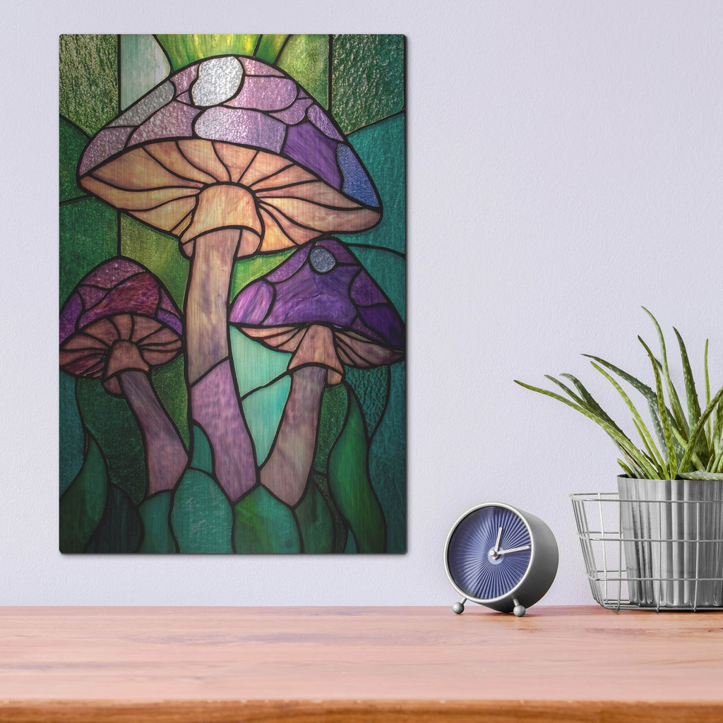 'Stained Glass Mushrooms' by Rich Monet Metal Wall Art