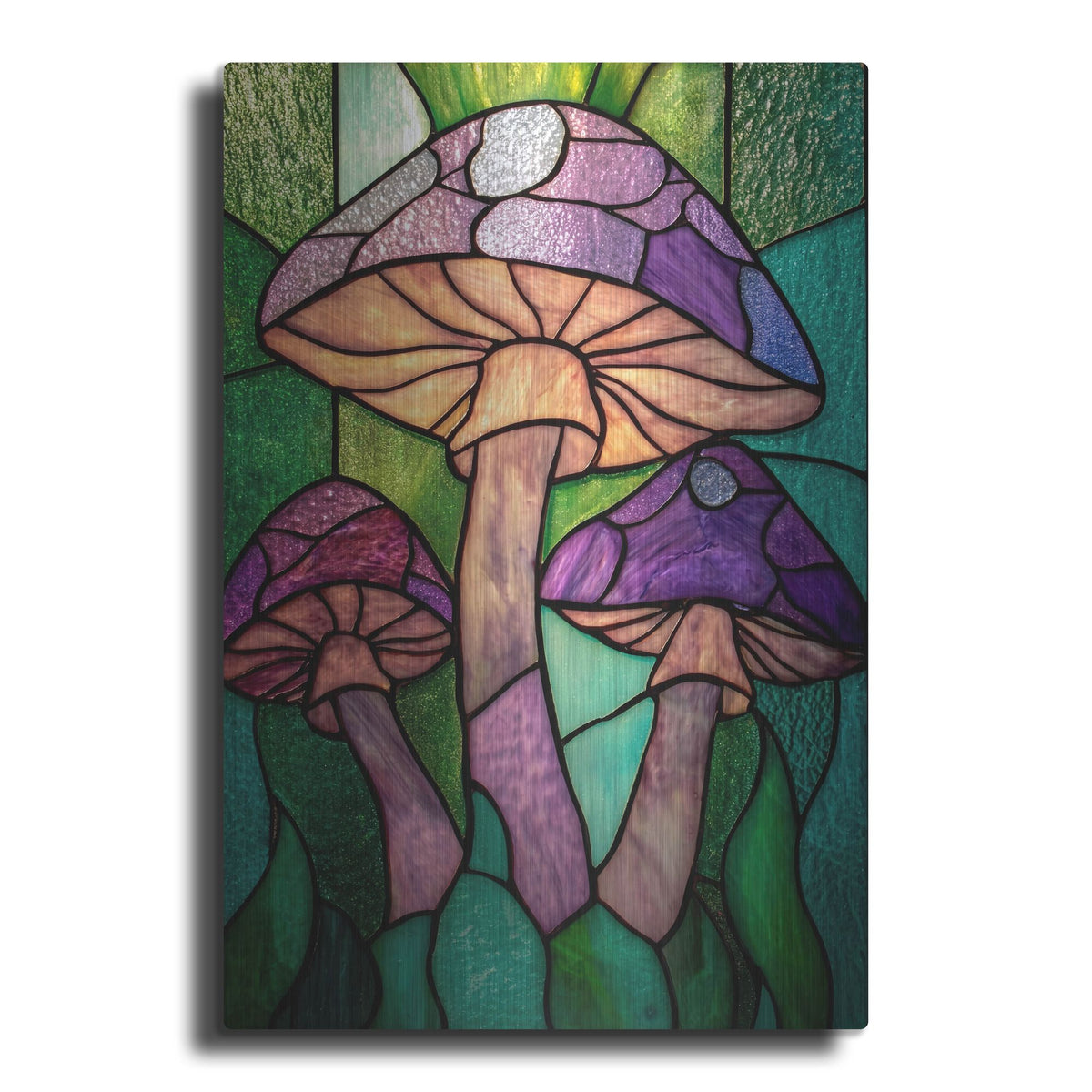 'Stained Glass Mushrooms' by Rich Monet Metal Wall Art