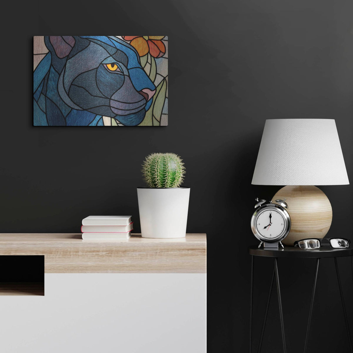 'Stained Glass Panther' by Rich Monet Metal Wall Art