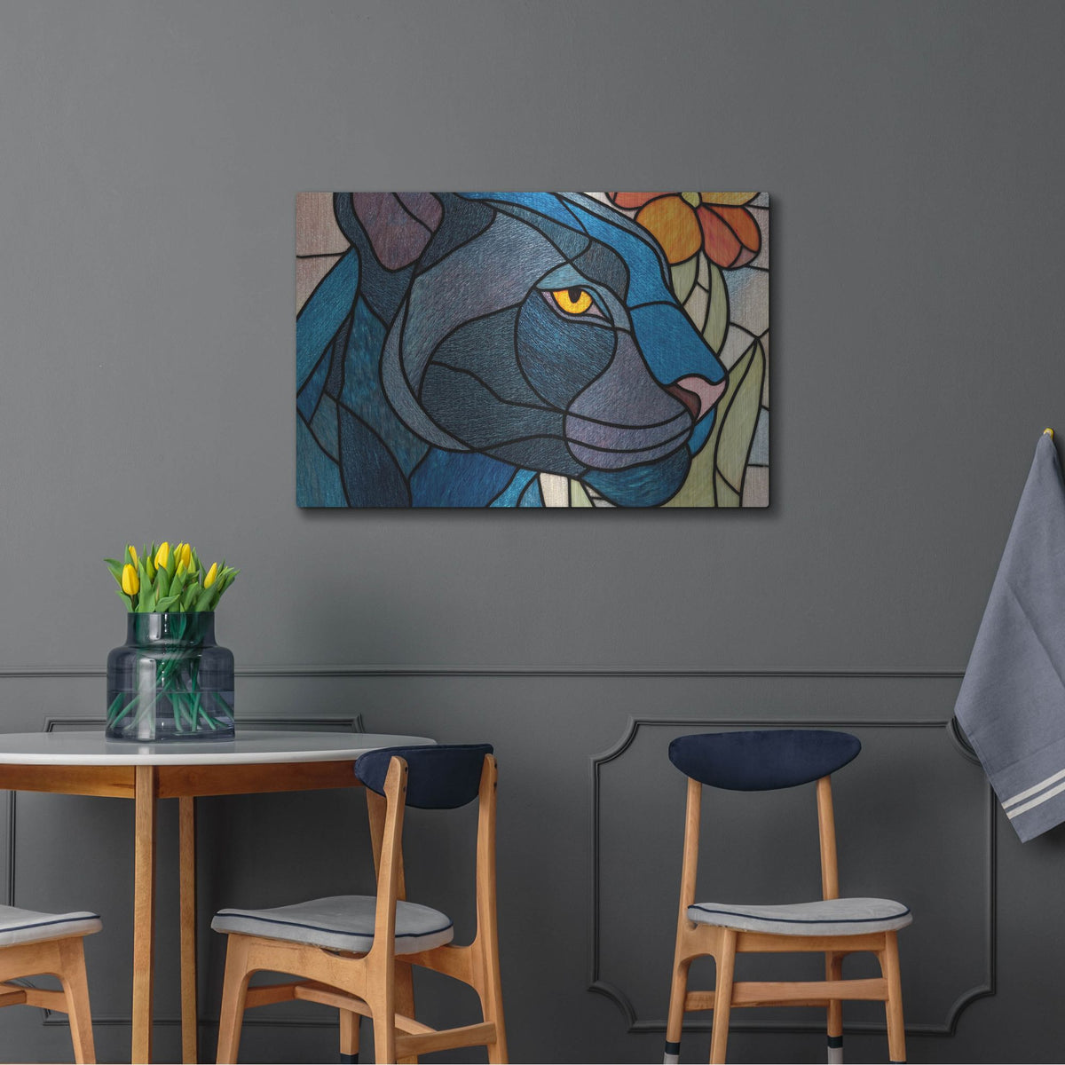 'Stained Glass Panther' by Rich Monet Metal Wall Art