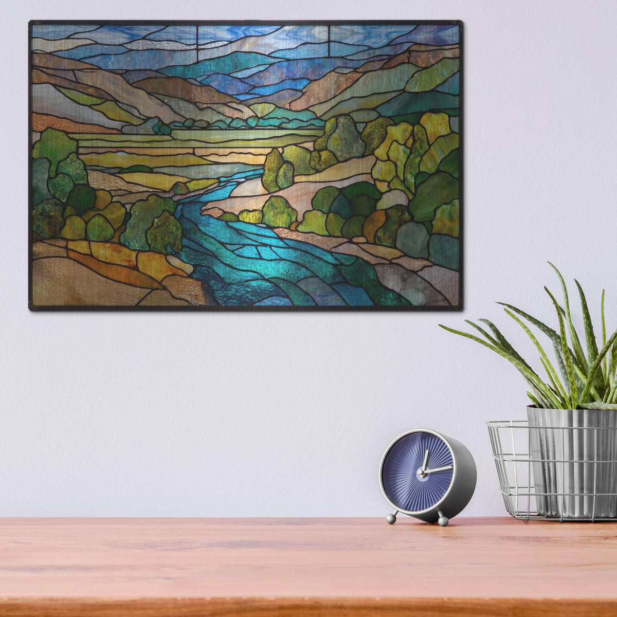 'Stained Glass River Valley' by Rich Monet Metal Wall Art