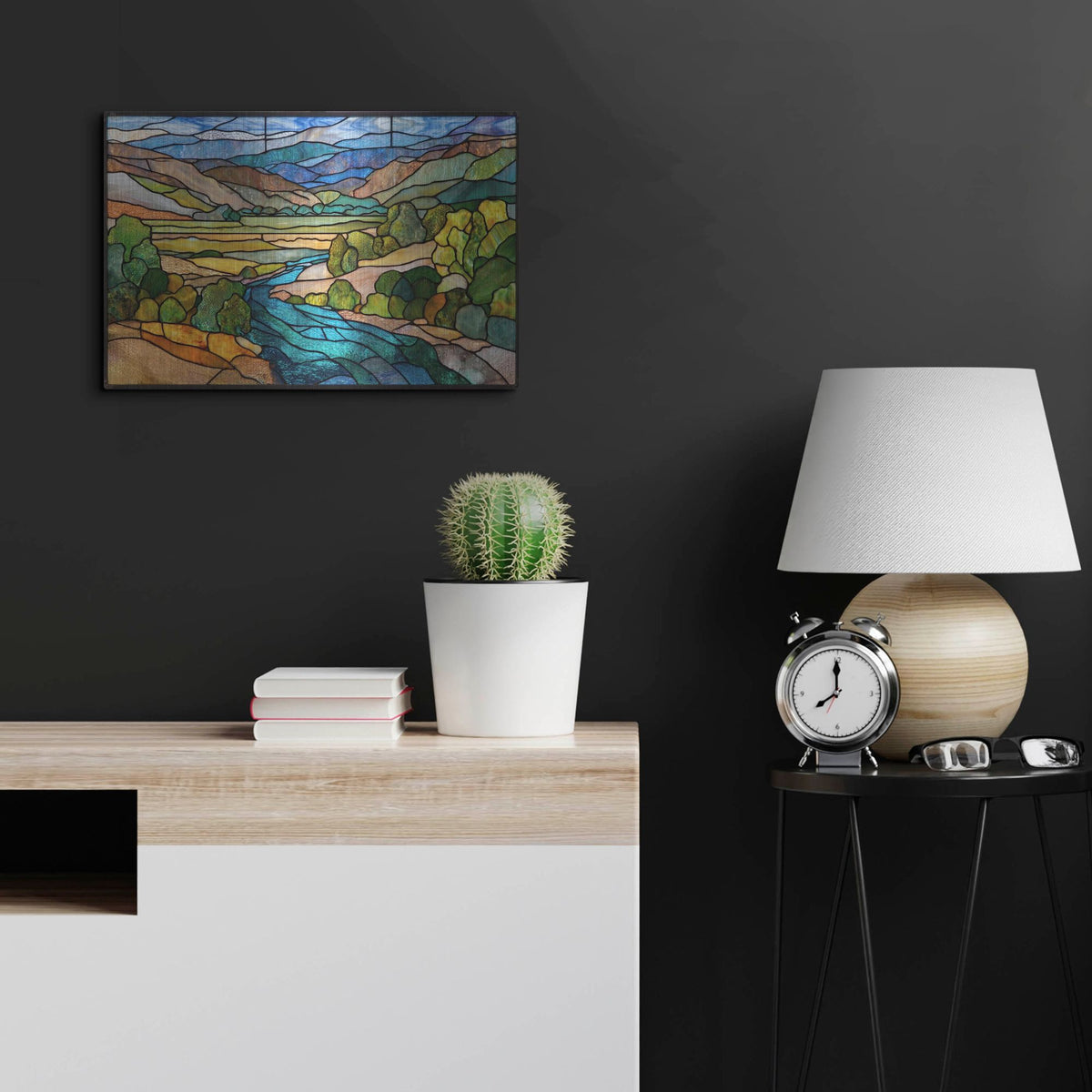 'Stained Glass River Valley' by Rich Monet Metal Wall Art