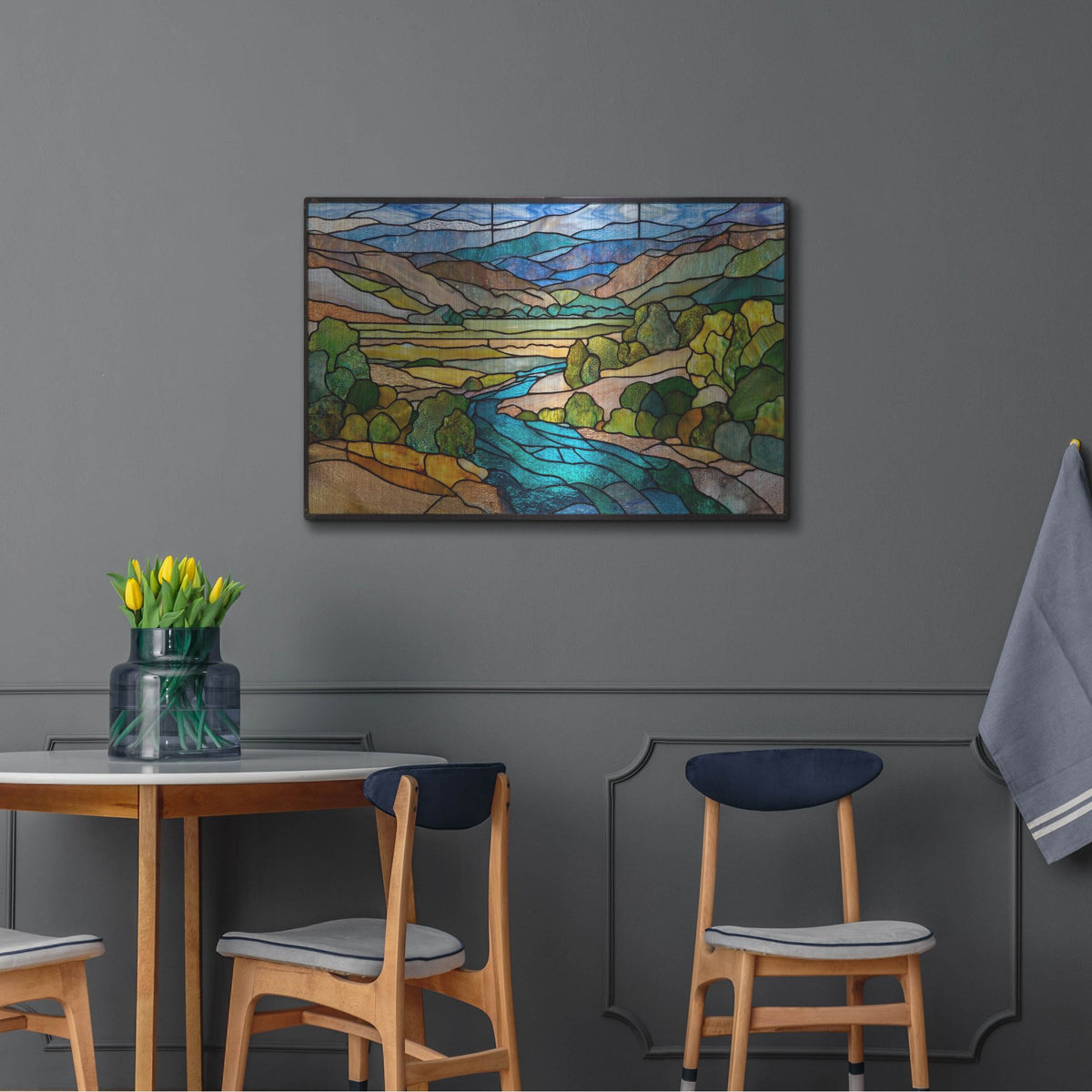 'Stained Glass River Valley' by Rich Monet Metal Wall Art