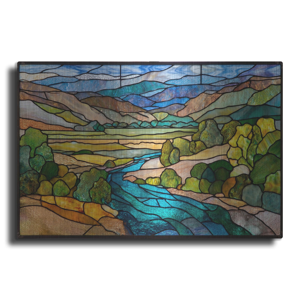 'Stained Glass River Valley' by Rich Monet Metal Wall Art
