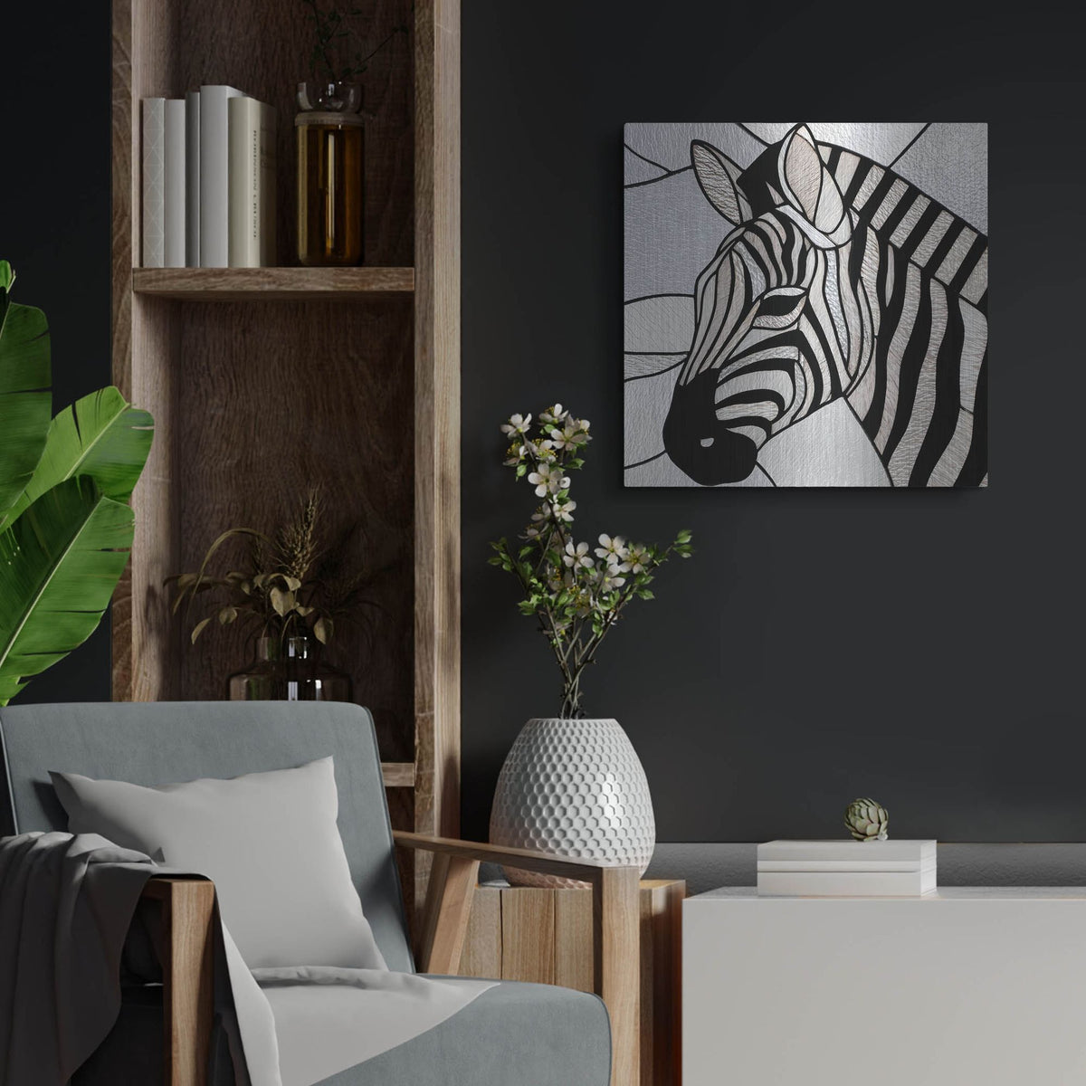 'Stained Glass Zebra' by Rich Monet Metal Wall Art