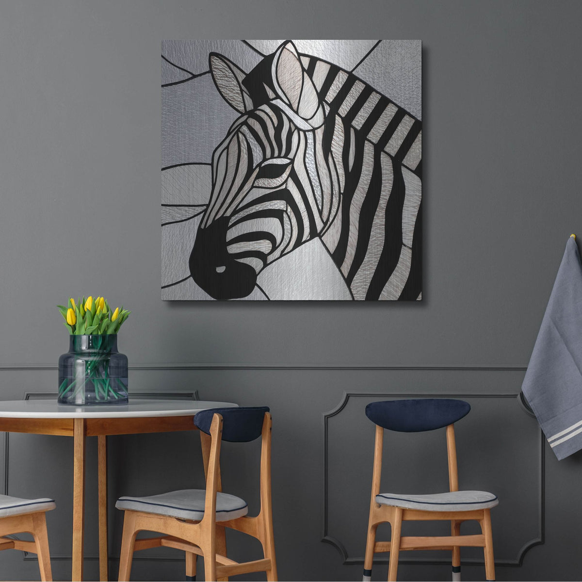 'Stained Glass Zebra' by Rich Monet Metal Wall Art