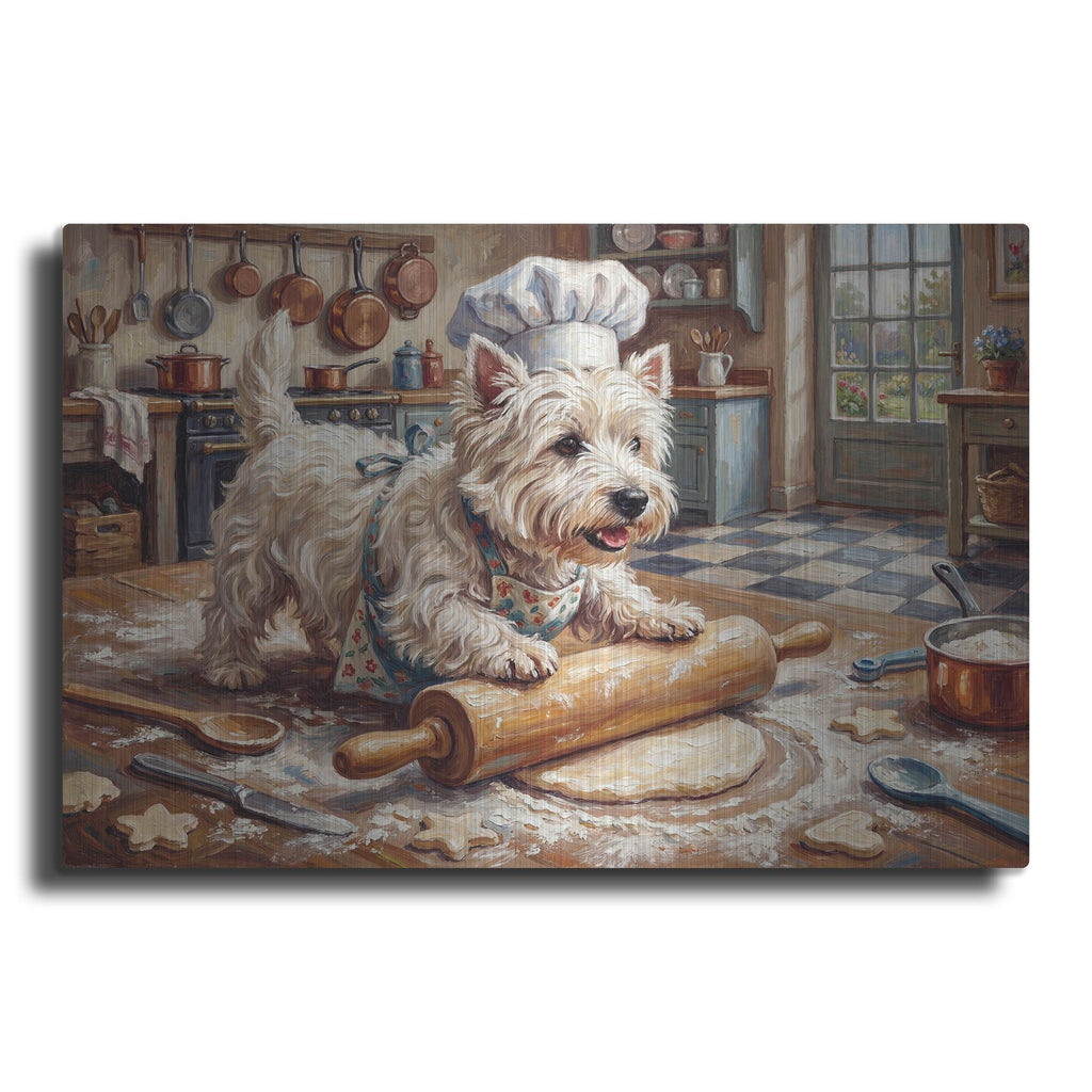 'West Highland White Terrier In The Kitchen' by Rich Monet Metal Wall Art