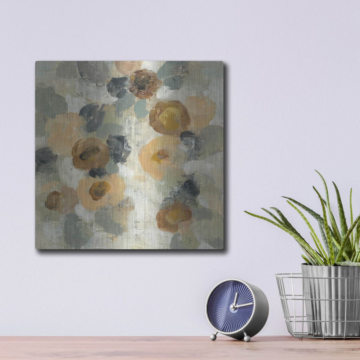 'Neutral Floral III' by Silvia Vassileva – Metal Wall Art, 12x12 room view