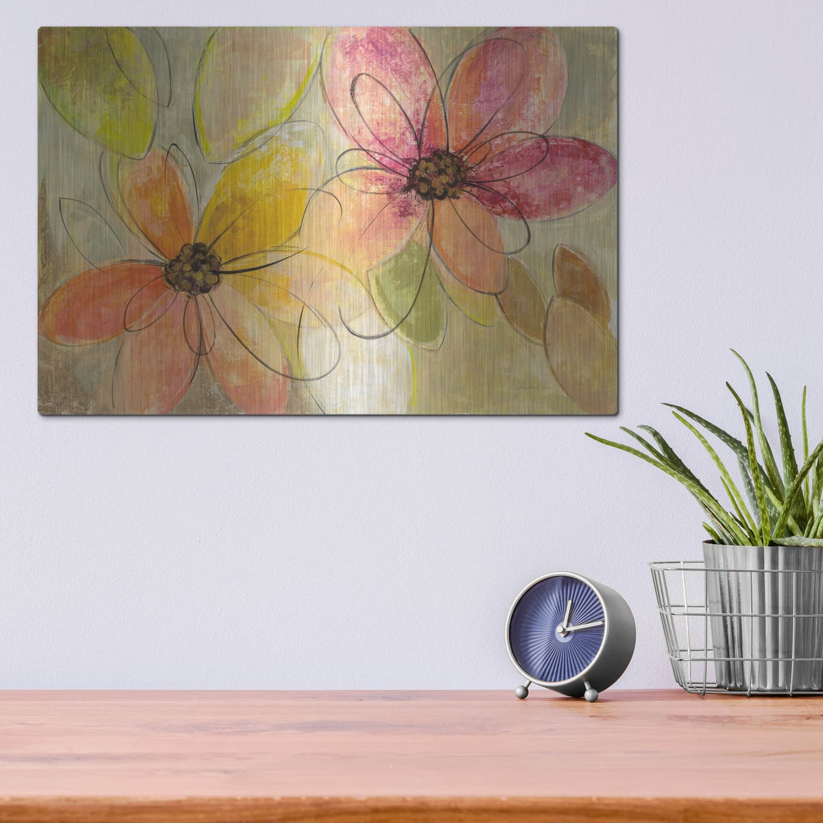 'Neon Floral' by Silvia Vassileva – Metal Wall Art, 16x12 room view