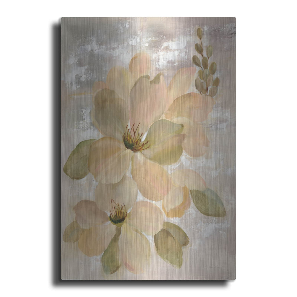 'White on White Floral II' by Silvia Vassileva – Metal Wall Art