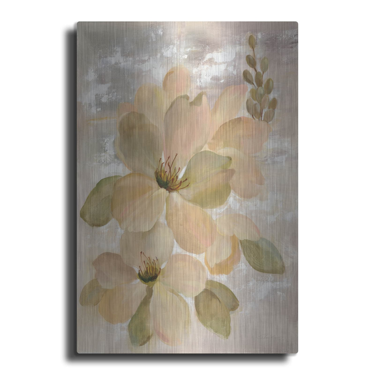'White on White Floral II' by Silvia Vassileva – Metal Wall Art