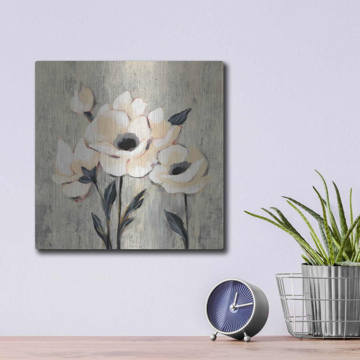 'Graphic Floral II' by Silvia Vassileva – Metal Wall Art, 12x12 room view