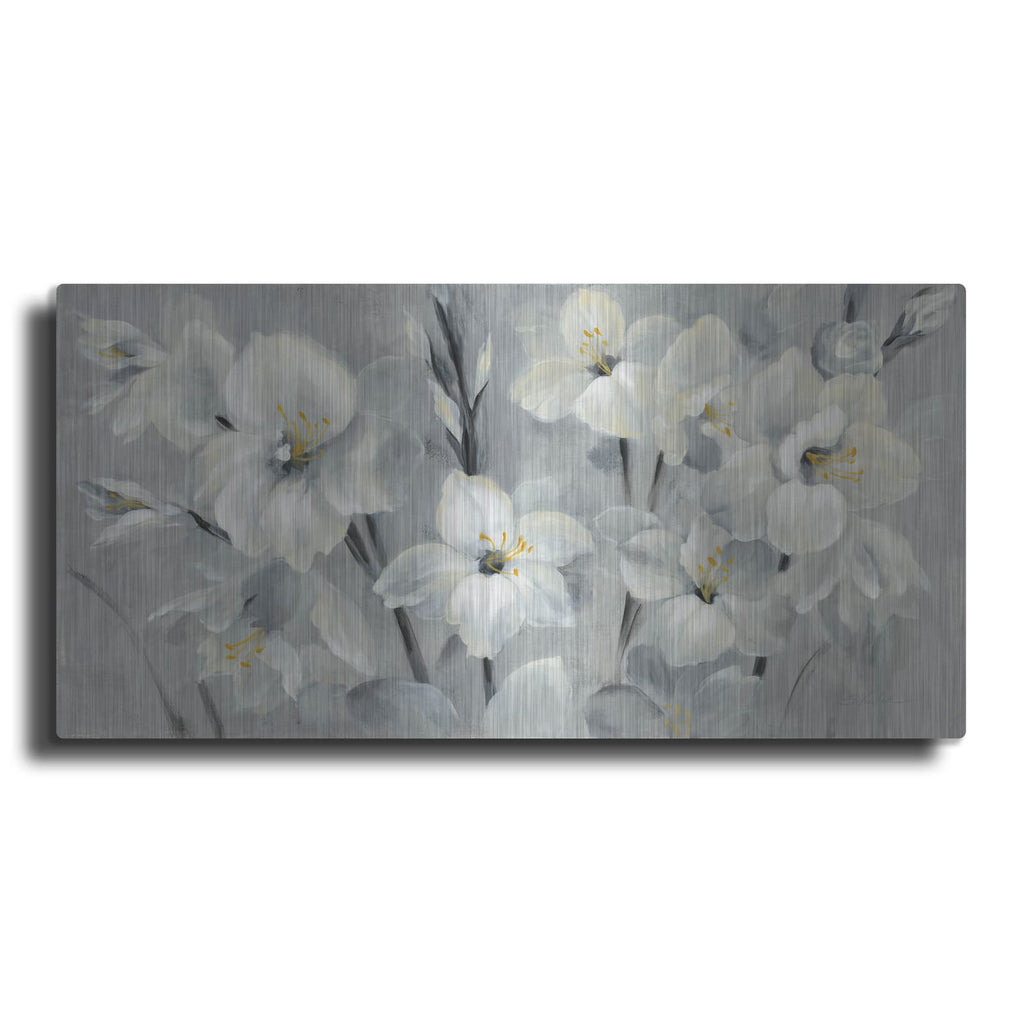 'Flowers on Gray' by Silvia Vassileva – Metal Wall Art