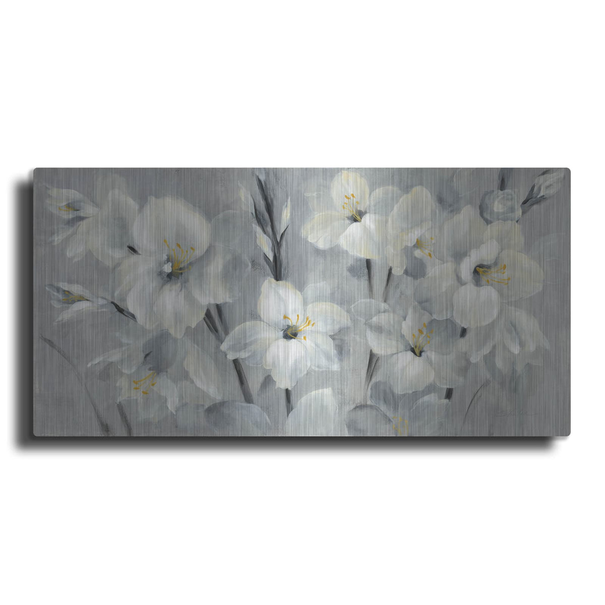 'Flowers on Gray' by Silvia Vassileva – Metal Wall Art