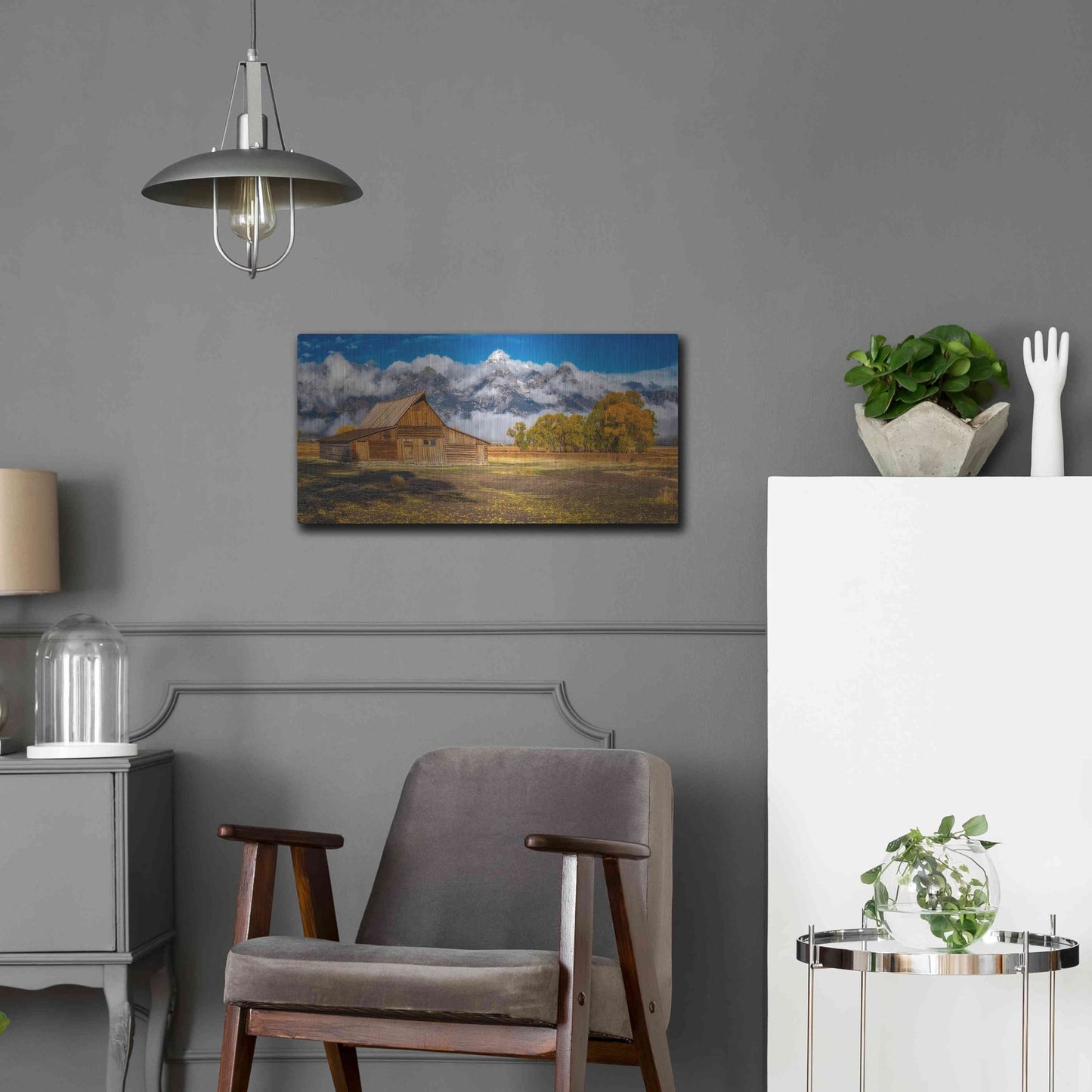 Luxe Metal Art 'Warm Morning Light in the Tetons' by Darren White, Metal Wall Art,24x12