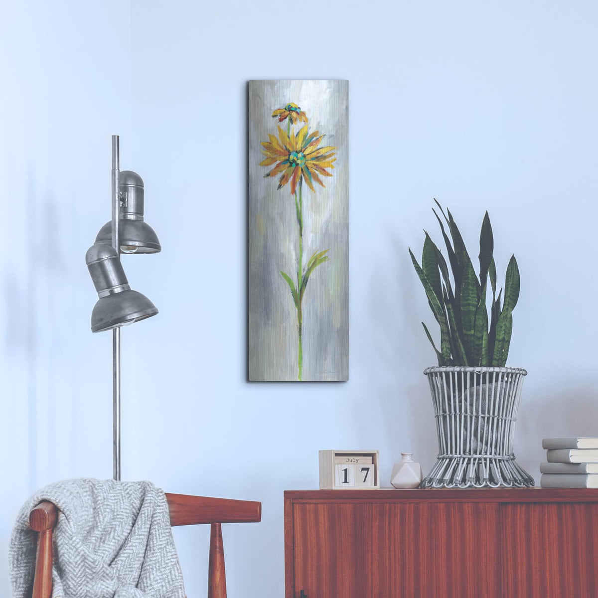 'Single Stem Flower III' by Silvia Vassileva – Metal Wall Art, 12x36 room view