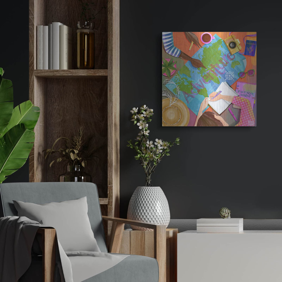 'Adventure' by Michal Loren Art – Metal Wall Art, 24x24 room view