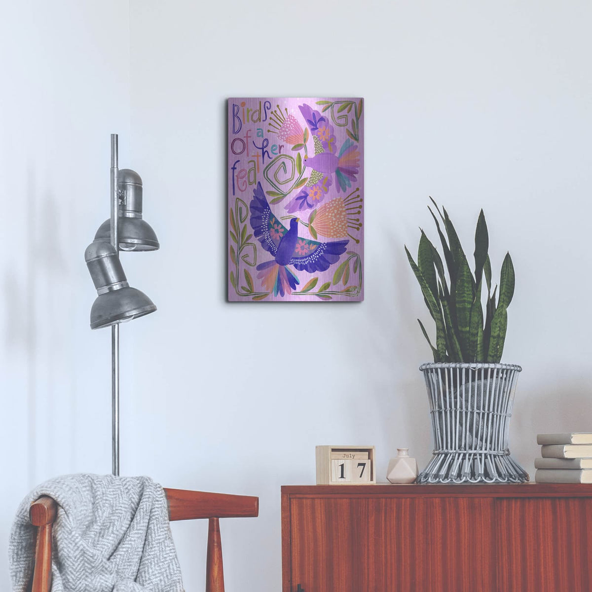 'Birds Of A Feather' by Michal Loren Art – Metal Wall Art, 16x24 room view