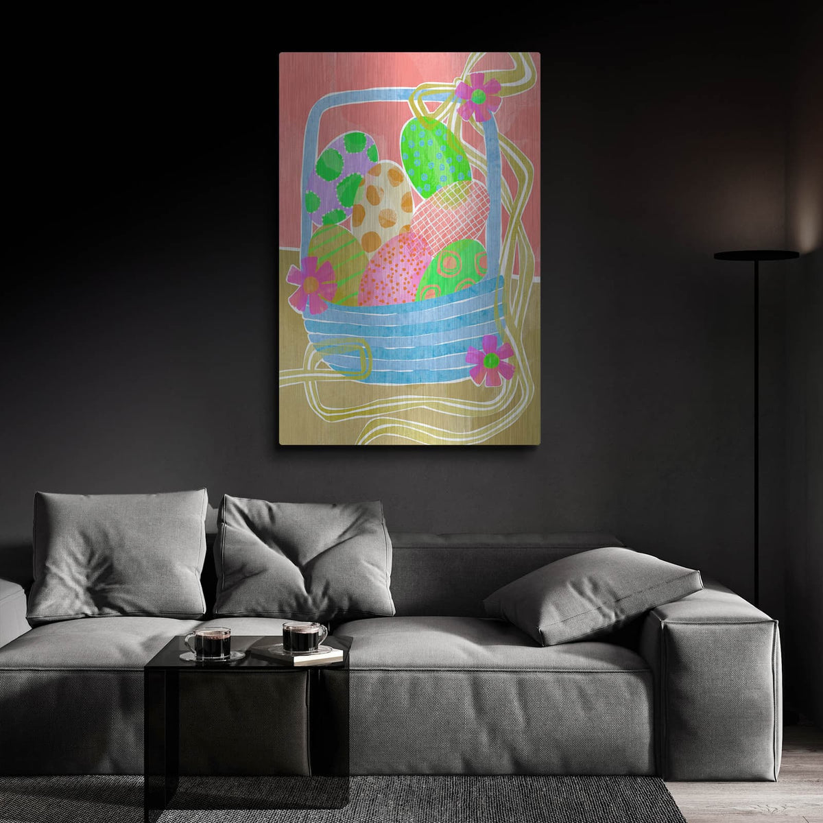 'Easter Basket' by Michal Loren Art – Metal Wall Art, 24x36 room view