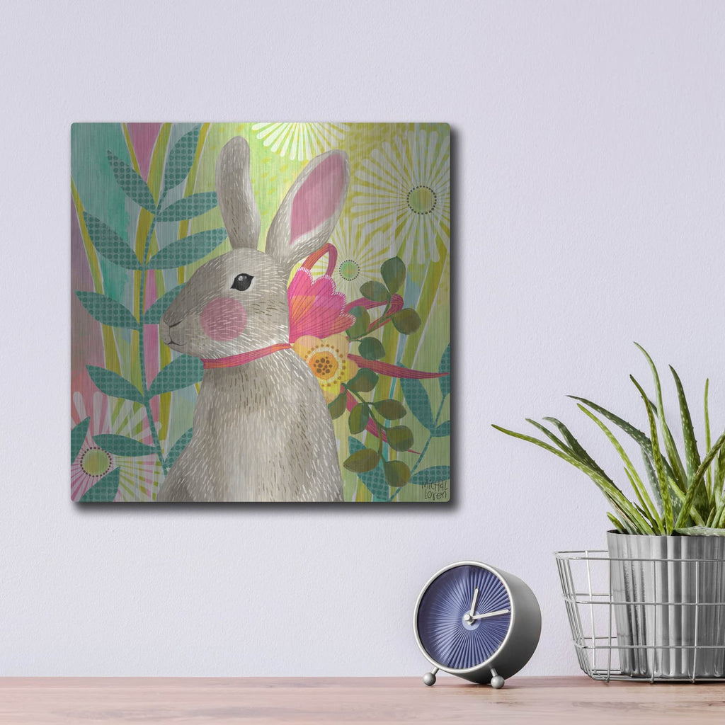 'Easter Bunny' by Michal Loren Art – Metal Wall Art, 12x12 room view