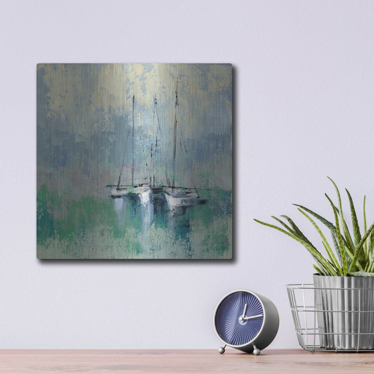 'Boats in the Harbor II' by Silvia Vassileva – Metal Wall Art, 12x12 room view