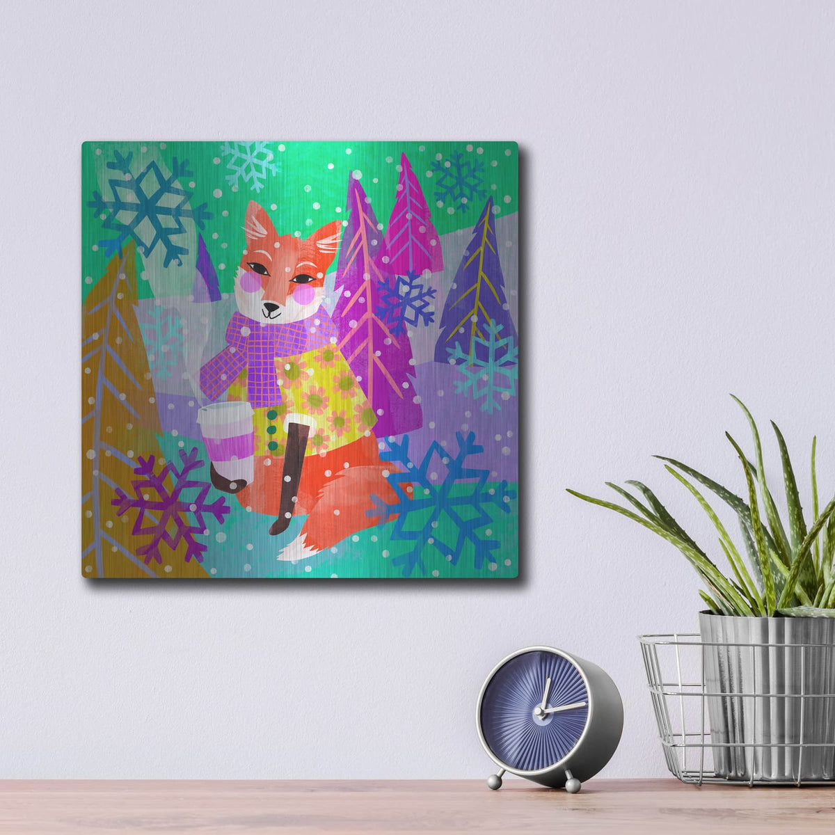 'Fox On The Go' by Michal Loren Art – Metal Wall Art, 12x12 room view