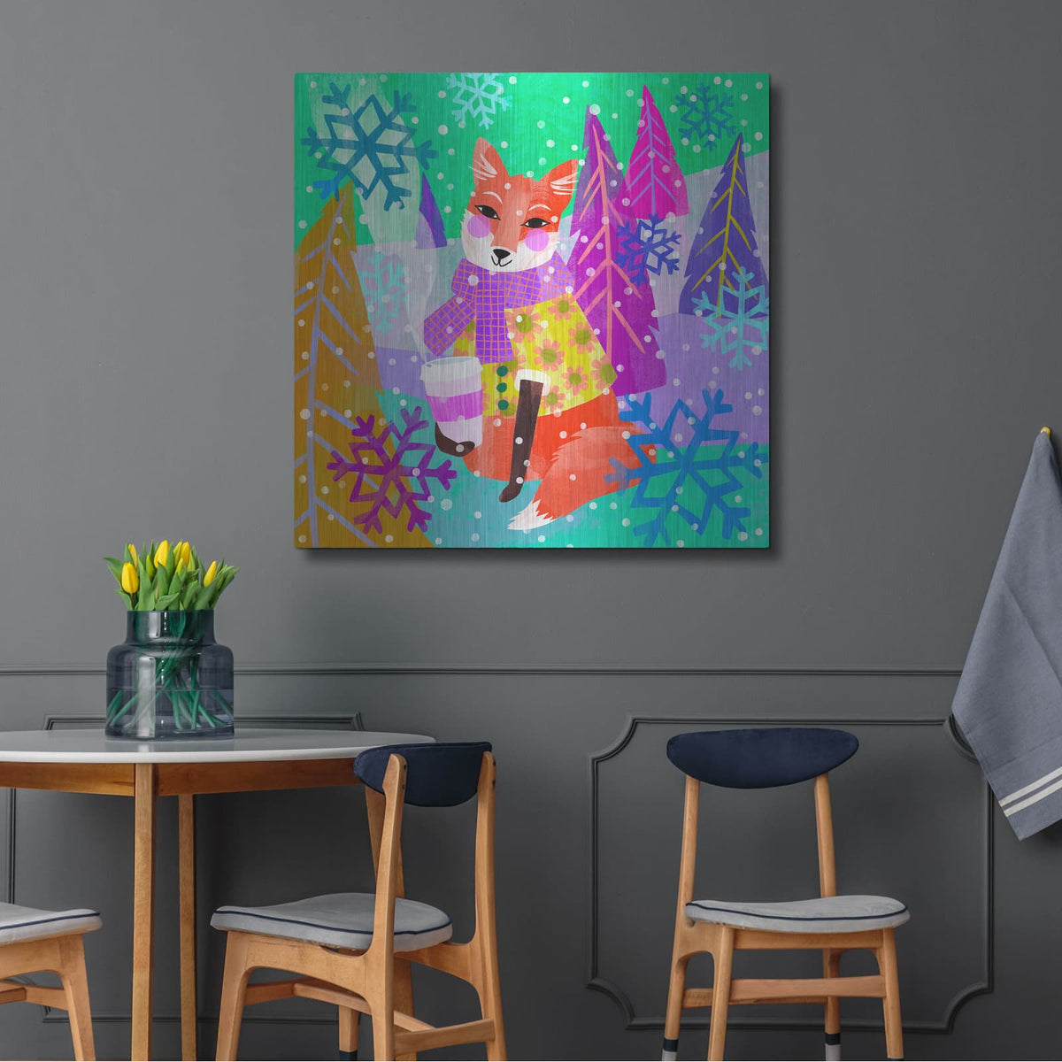 'Fox On The Go' by Michal Loren Art – Metal Wall Art, 36x36 room view