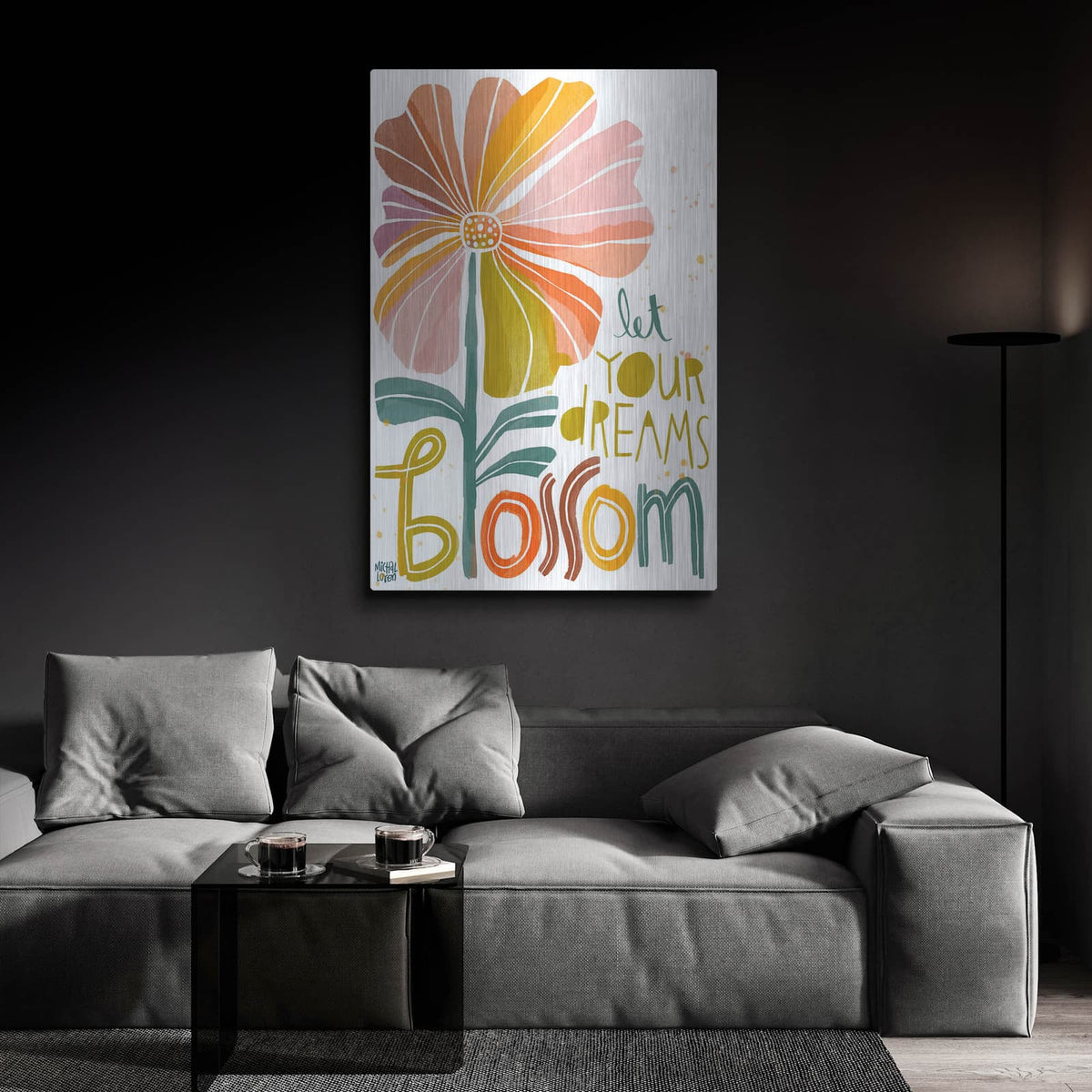 'Let Your Dreams Blossom' by Michal Loren Art – Metal Wall Art, 24x36 room view