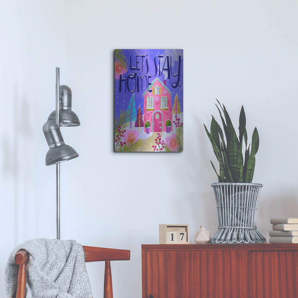 'Let's Stay Home' by Michal Loren Art – Metal Wall Art, 16x24 room view
