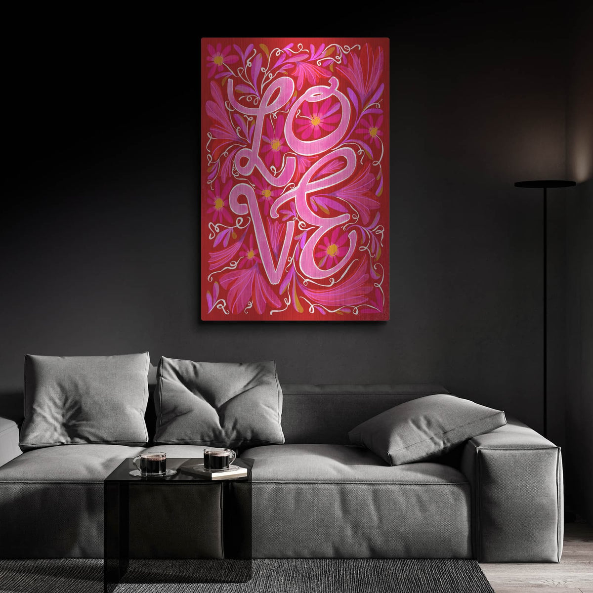 'Love' by Michal Loren Art – Metal Wall Art, 24x36 room view