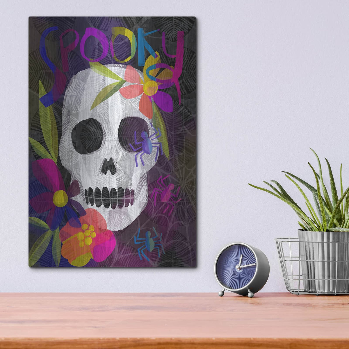 'Spooky Skull' by Michal Loren Art – Metal Wall Art, 12x16 room view
