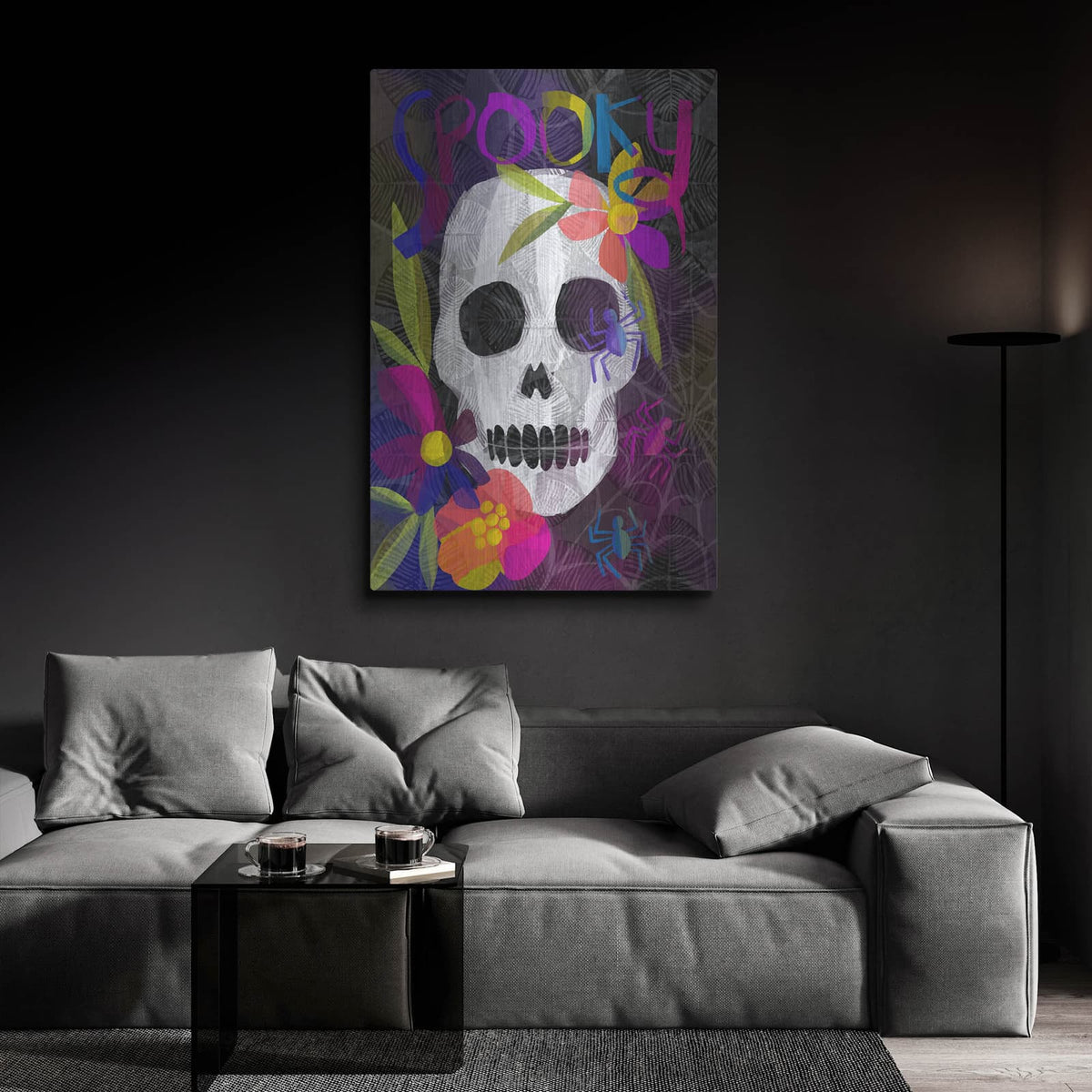 'Spooky Skull' by Michal Loren Art – Metal Wall Art, 24x36 room view