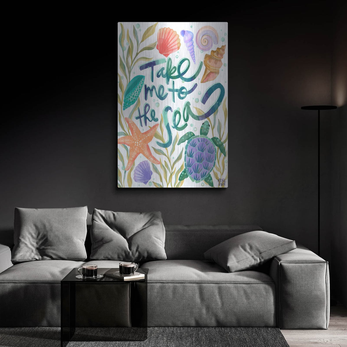 'Take Me To The Sea' by Michal Loren Art – Metal Wall Art, 24x36 room view