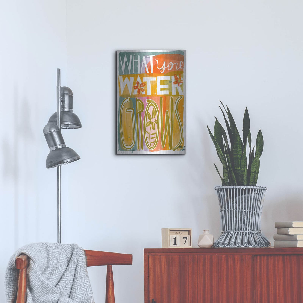'What You Water Grows' by Michal Loren Art – Metal Wall Art, 16x24 room view