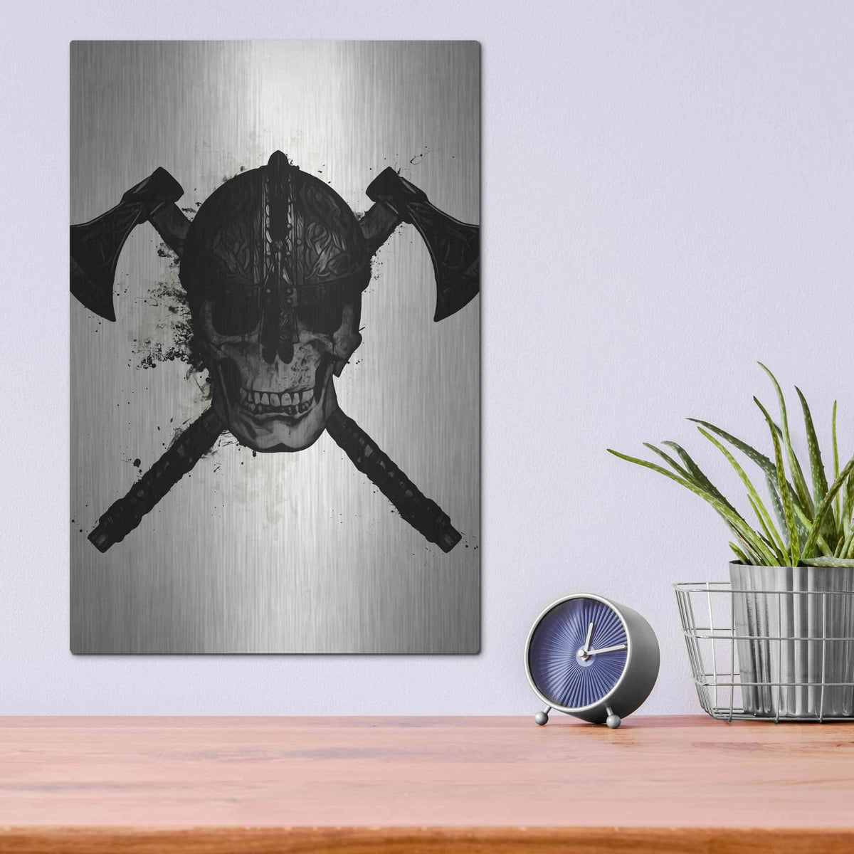 'Viking Skull' by Nicklas Gustafsson – Metal Wall Art, 12x16 room view