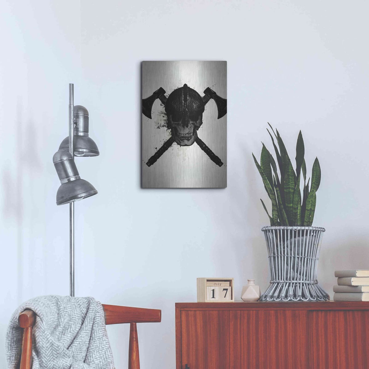 'Viking Skull' by Nicklas Gustafsson – Metal Wall Art, 16x24 room view
