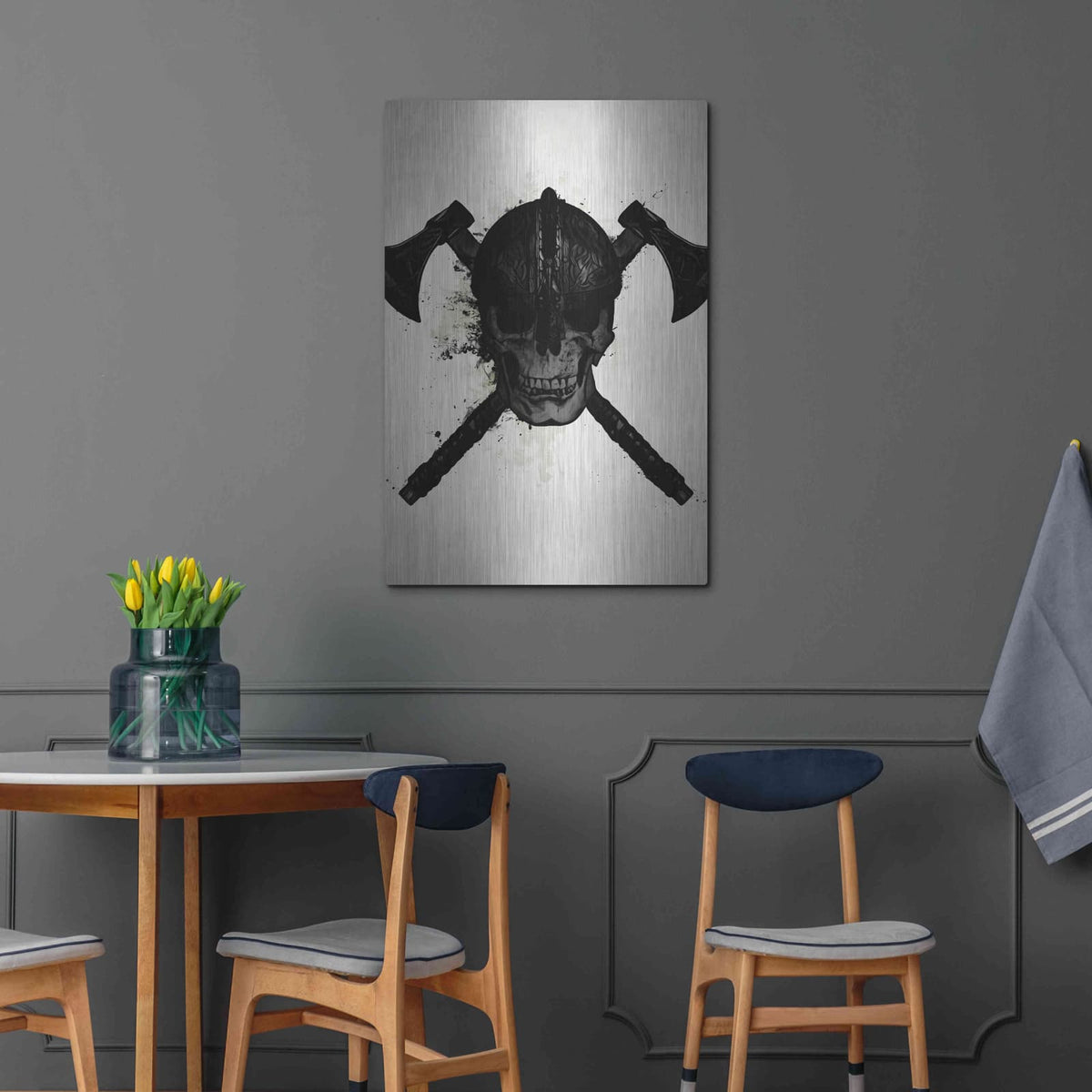 'Viking Skull' by Nicklas Gustafsson – Metal Wall Art, 24x36 room view